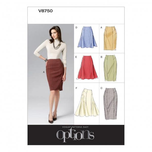 Vogue Sewing Pattern 8750, Skirts for Women, 6-8-10-12 - Easy