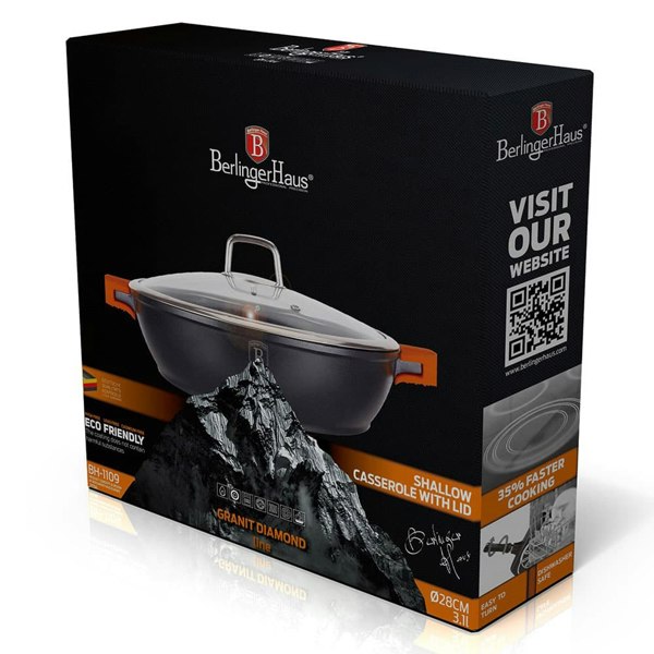 Berlinger Haus 28 cm Shallow Pot with Lid, Berlinger Haus BH-1109