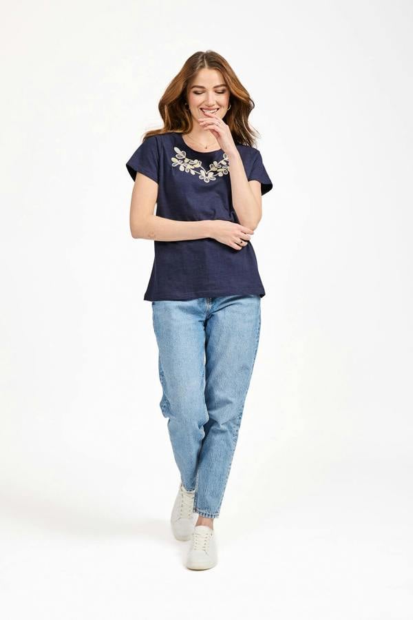 Mudflower Beaded Floral Embroidered Top