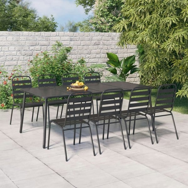 Berkfield 9 Piece Garden Dining Set Anthracite Steel
