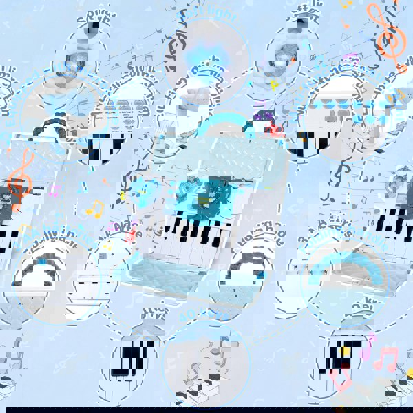 deAO Toys Kids Musical Keyboard Toy Microphone ¨C 40-Key Foldable Piano with Music Lights, Volume Control & Power Adapter