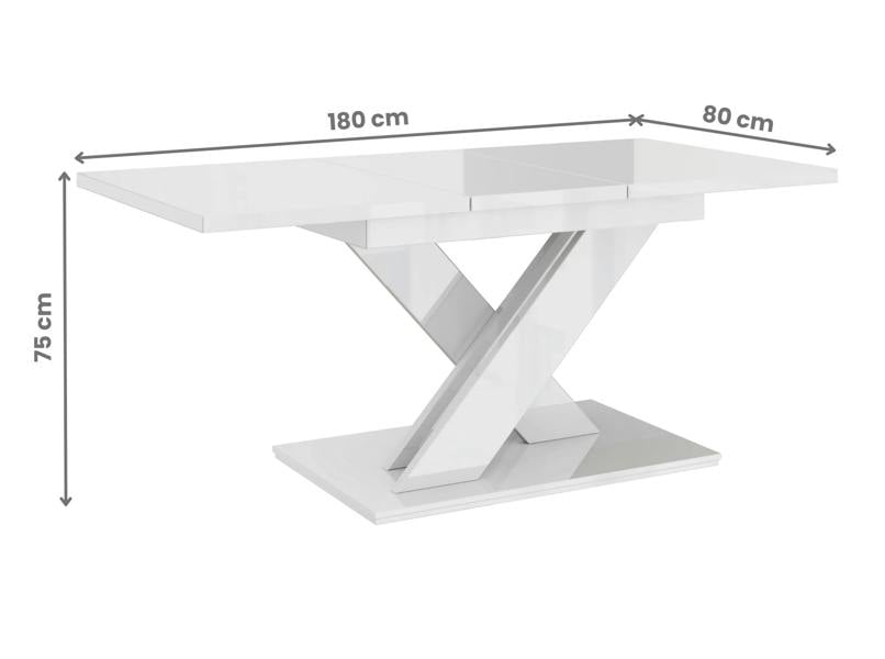 PHD Furniture BRONX Extendable Dining Table 140–180cm – White Gloss