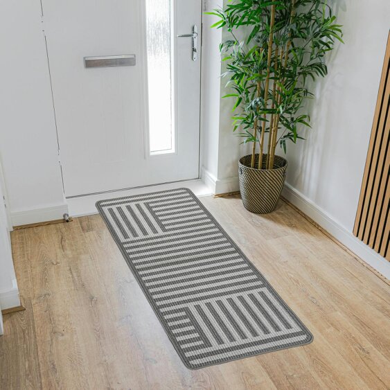 JVL Fiora Machine Washable Indoor Runner and Mat Set - Skyline Strata