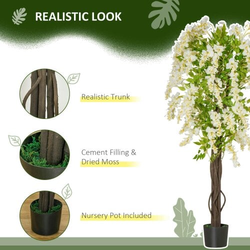 Wyld Haus Kalone Artificial White Wisteria Style Tree Supplied In Nursery Pot