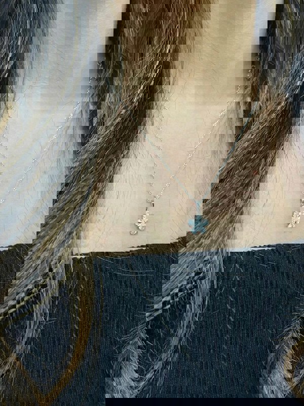 SVNX Floral Crystal Pendant Necklace in Silver Colour