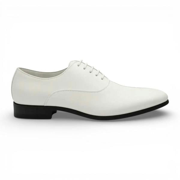 Dolcetto Men's Formal White Patent PU Leather Oxford Dress Brogue Shoes