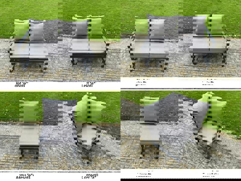 Fimous 8 Seater Aluminium Garden Furniture Set with Adjustable Rising Dining Table - Dark Grey