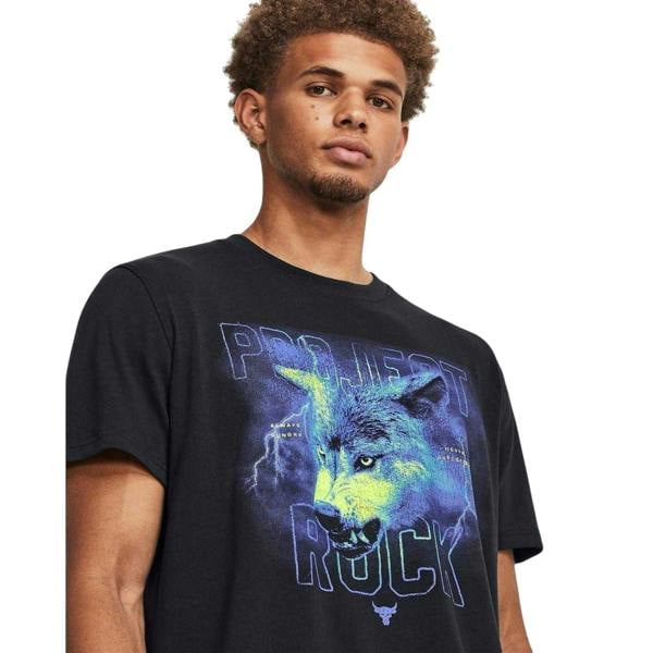 Under Armour Mens Project Rock Wolf Heavyweight T-Shirt - Black - 