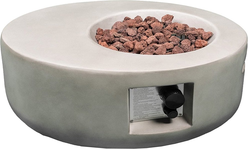 MDA Designs ECHO Light Grey Lavish Garden & Patio Gas Fire Pit with Eco-Stone Finish