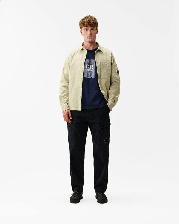 C.P. Company 30/2 Mercerised Jersey Twisted Chest Logo Mens T-Shirt - Peacoat 880