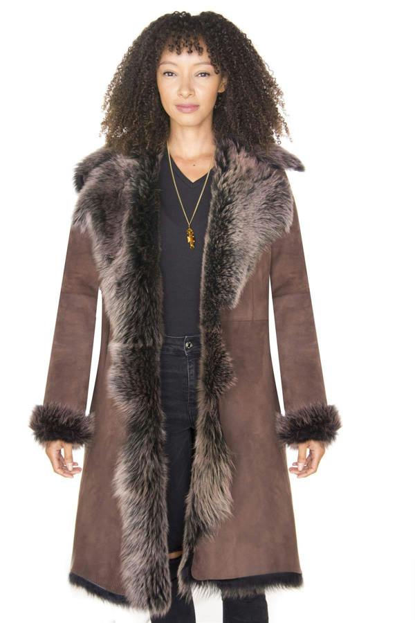 Infinity Leather Womens Toscana Sheepskin Suede Trench Coat-Rochester