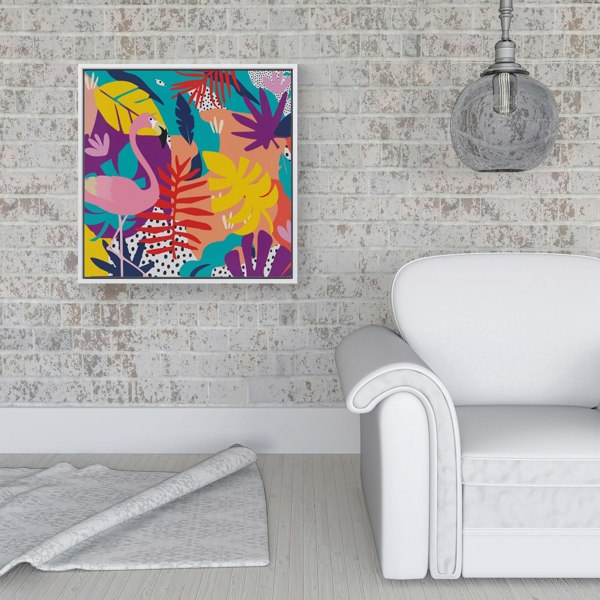 Warren Reed Tropical Flamingoes Framed Canvas