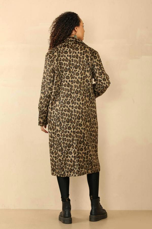 Leopard Print Longline Coat - Bold Streetwear Style - Elaina Fashion