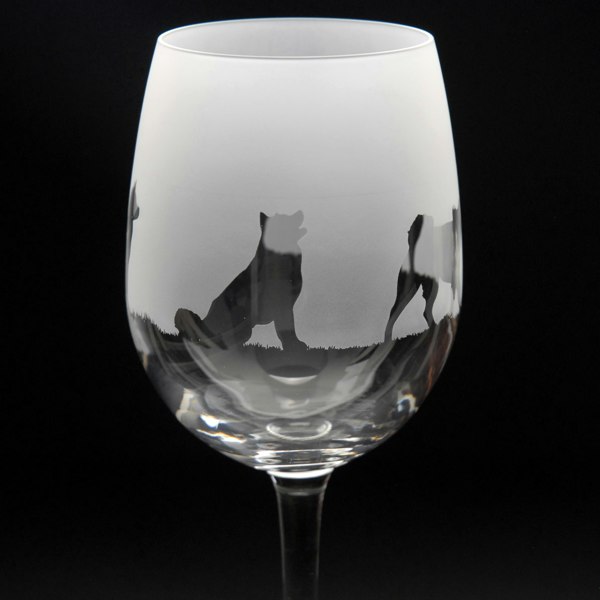 Glyptic Glass Art Akita Dog Crystal Wine Glass - Hand Etched/Engraved Gift