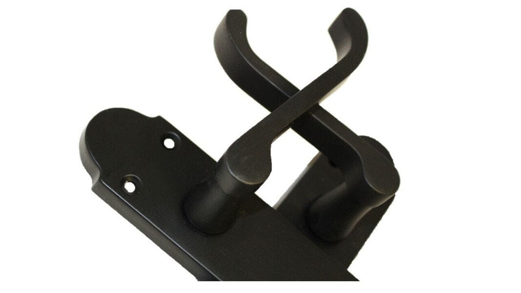 EDH Door Hardware Matt Black Victorian Scroll Bathroom Door Handles With Sash Lock Epsom Pack