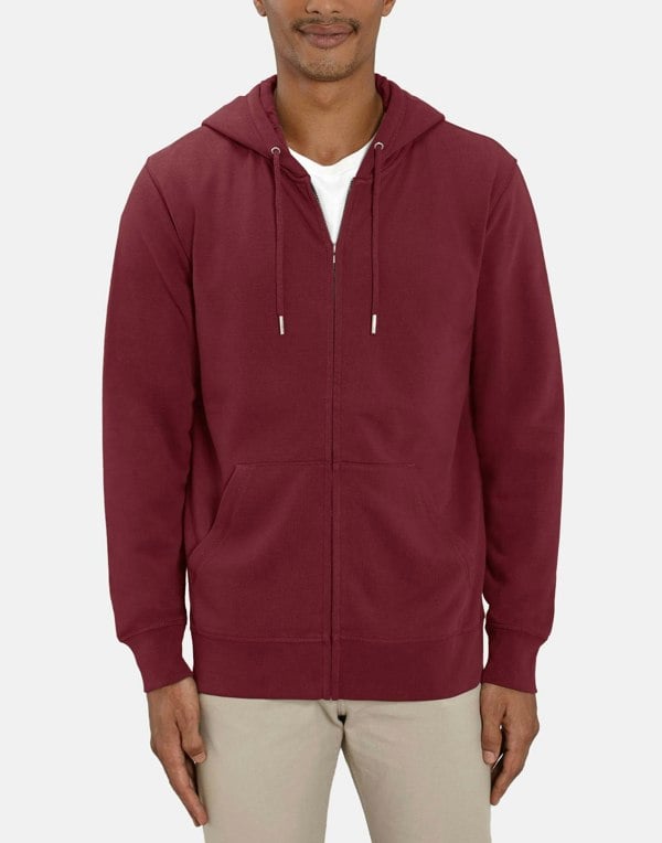 Men's Organic Cotton Zip-up Hoodie – Burgundy - British Boxers