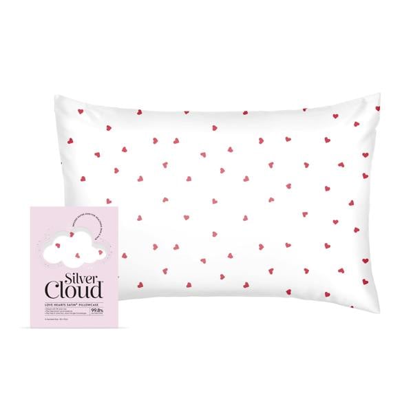 Silver Cloud Beauty Silver Cloud Satin Heart Pillowcase Love Heart Infused With Silver Ions