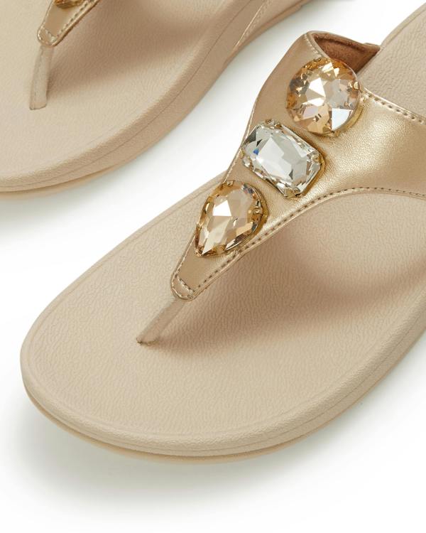 FitFlop Womens Lulu Ultra-Jewel Metallic Toe-Post Sandals - Platino 675 | CHO | Designer Womens Sandals