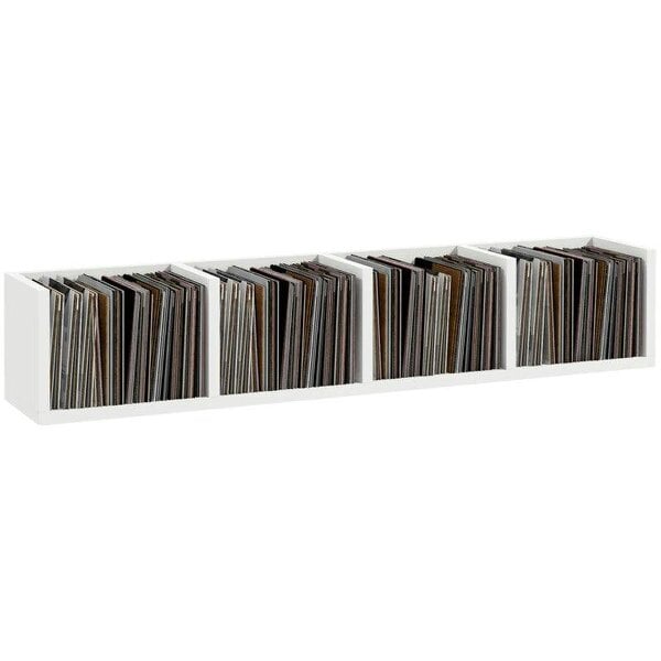 Bobobiy Wall Mount 84 CD / 56 DVD/Blu-ray/ Media Storage Rack 4 Cubes Wooden Shelf Organizer Unit Bookcase Display (White)