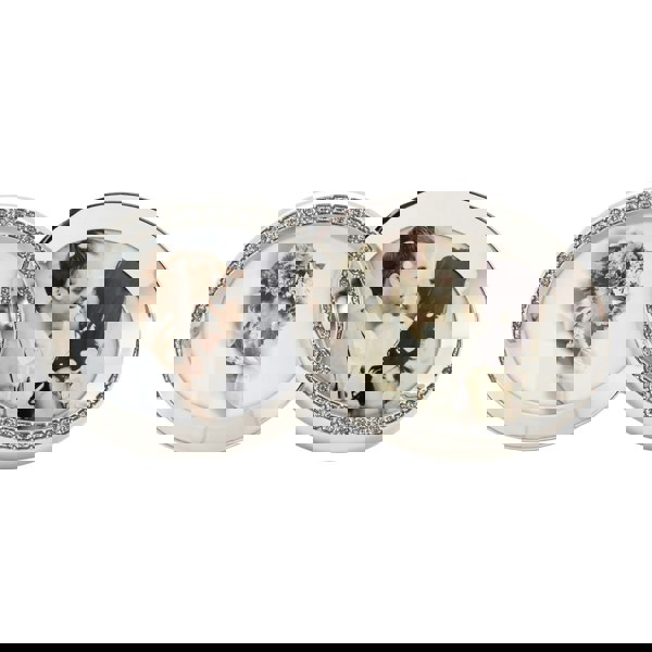 Double Heart Silver Picture Frame with Square Etched Diamante Crystals Image 3