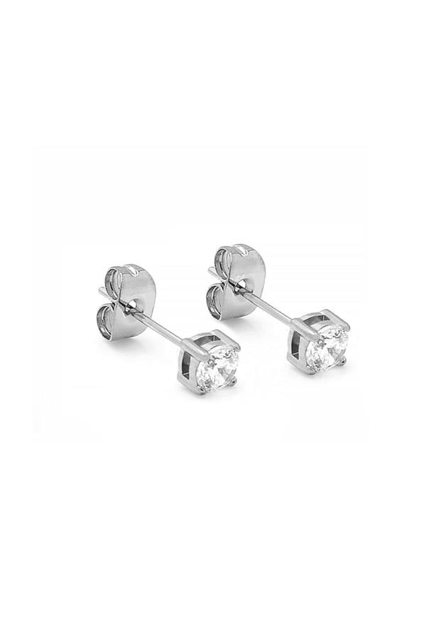 Say It With 3mm Round Claw Earrings - Silver