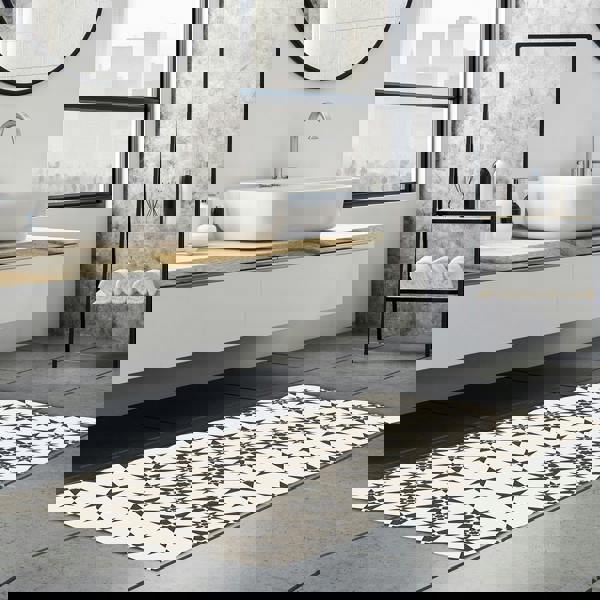 WFM6122 - Alabaster and Pebble Granada Heritage Tiles Rug Mat 120cm x 60 cm