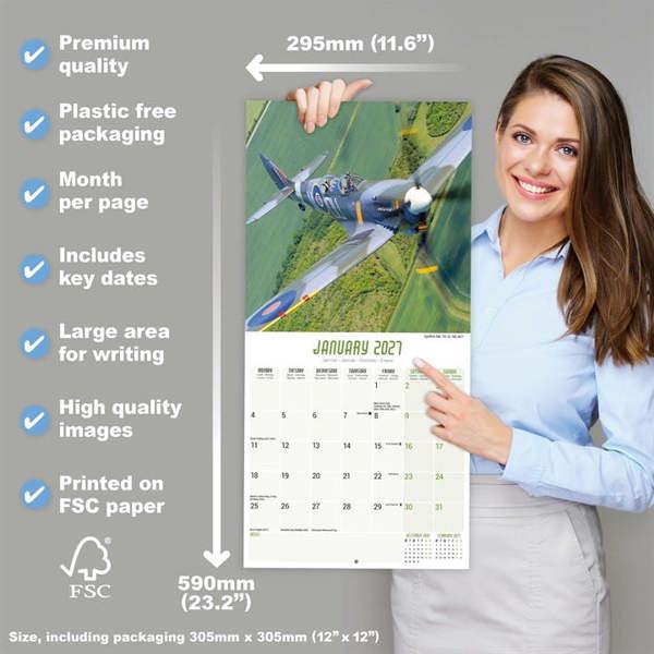 Spitfires Calendar 2027, Wall Calendars, Month To View, History & Literature, Gift