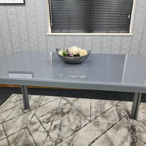 Kosy Koala Dining Table Grey Glass Kitchen Place for 6 Seats, Dining Table Only (Grey H 75 x L 134 x W 70 cm)