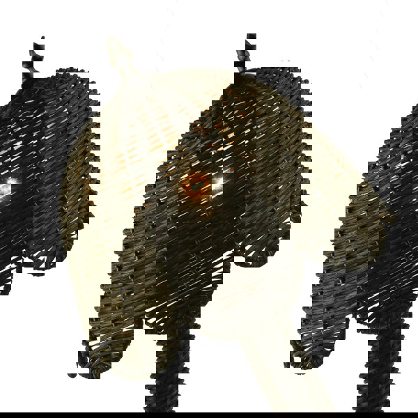 Washed Black Woven Rattan Table Lamp with Scallop Shade and Switch Image 4