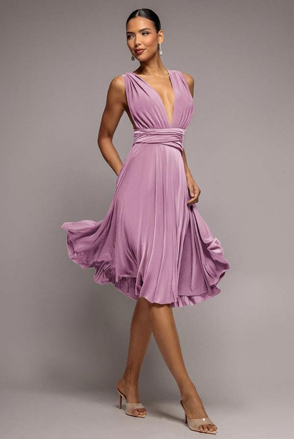 Soft Touch Multi Way Open Back Midi Dress - Dusty Pink DR1314D