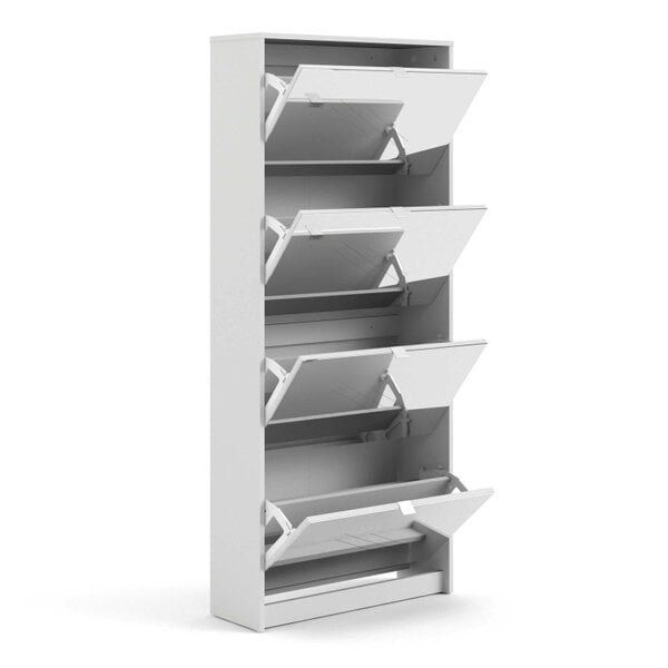 Wyld Haus Prague White Shoe Cabinet 4 Flip Down Mirror Doors