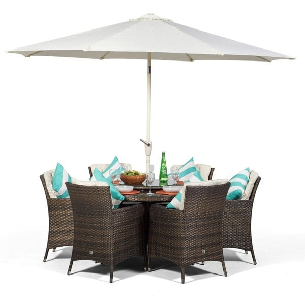 Giardino Savannah Round 6 Seater Rattan Patio Dining Set