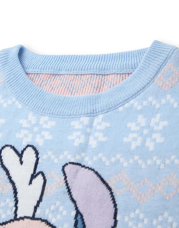 Disney Girls Blue Stitch Christmas Jumper