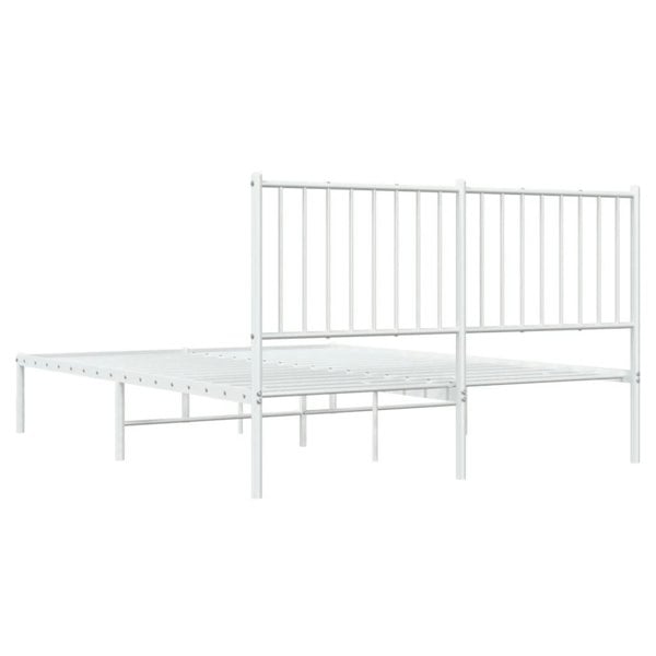 Berkfield Metal Bed Frame with Headboard White 135x190 cm 4FT6 Double
