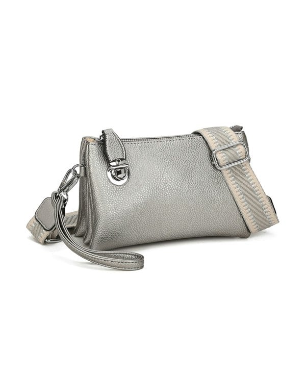 Kitise Wide Pattern Strap Crossbody Handbag Shoulder Purse