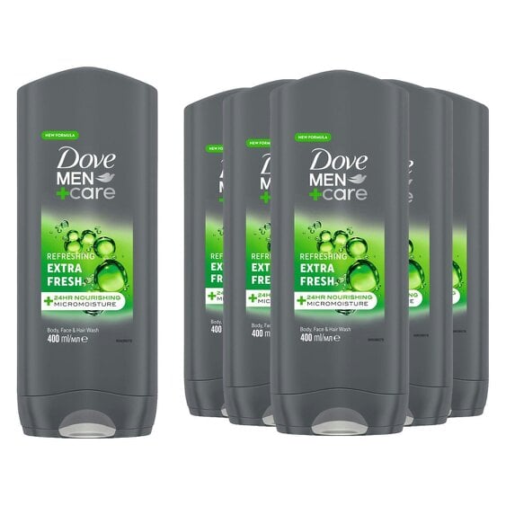 Dove Men+Care Refreshing Extra Fresh 3-in-1 Hair, Face and Body Wash 6x400ml