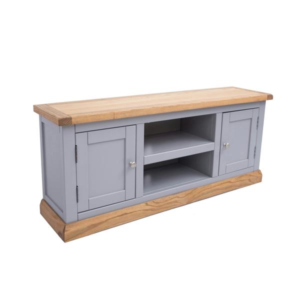 Cabinet Bits Biccari Grey 2 Door TV Cabinet Chrome Knob