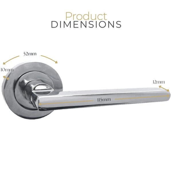 EDH Door Hardware Polished Chrome Modern Lever on Round Rose Door Handles – Handle Only or Handle + Tubular Latch
