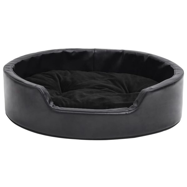 Berkfield Dog Bed Black 69x59x19 cm Plush and Faux Leather