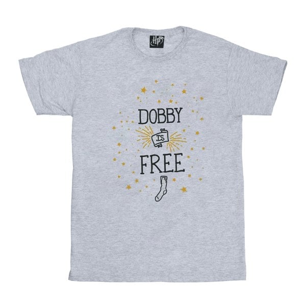 Harry Potter Girls Dobby Is Free Cotton T-Shirt - Sports Grey