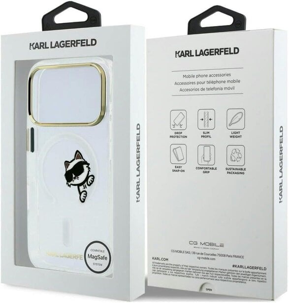 Karl Lagerfeld Peekaboo Logo Case with MagSafe for iPhone 17/18 Pro 6.3" Clear - KLHMP18L6HCPSCT