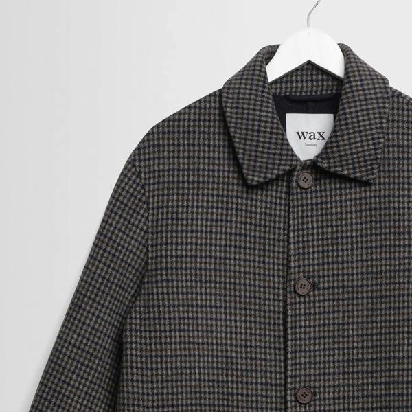 Wax London Stan Double Face Check Wool Coat