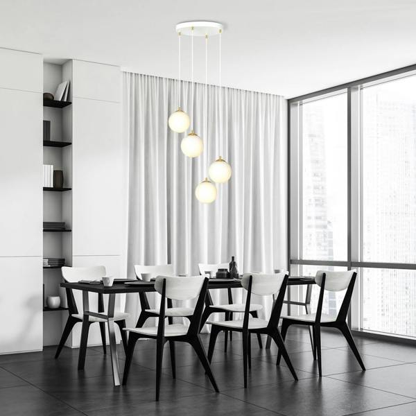 Emibig ROYAL Pendant lamp 4 x E14 White, Gold with White Shade