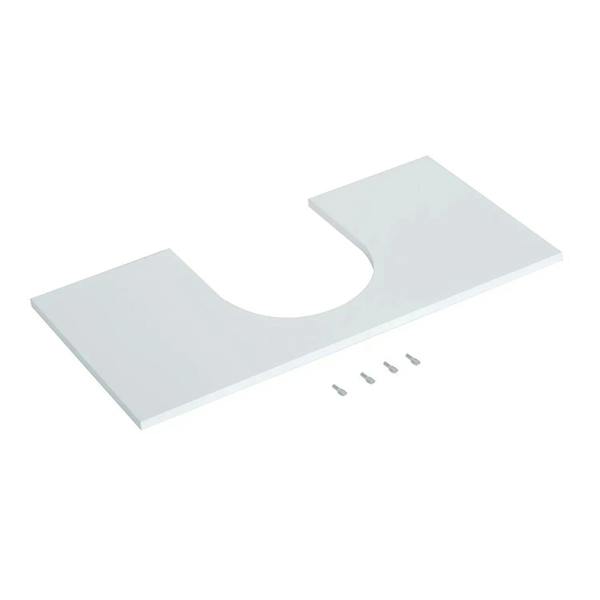 White cabinet top insert with U-shaped sink opening cutout