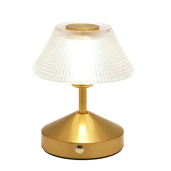 Hestia Small Etched Glass Bronze USB LED Touch Table Lamp