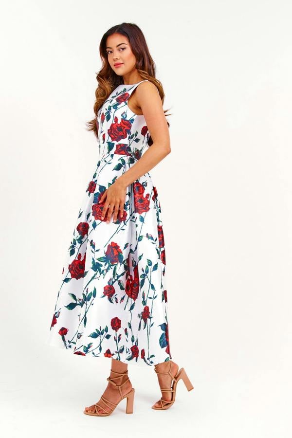 LuvForever White Floral Long Dress