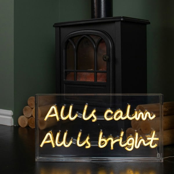 Samuel Alexander 43cm Light up All is Calm Neon Flex Christmas Sign in Warm White