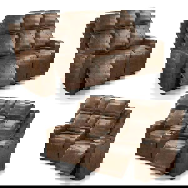 Furnishings For Less Barcino Leather Look Electric Reclining Sofa Suite 3 + 2 USB Charging