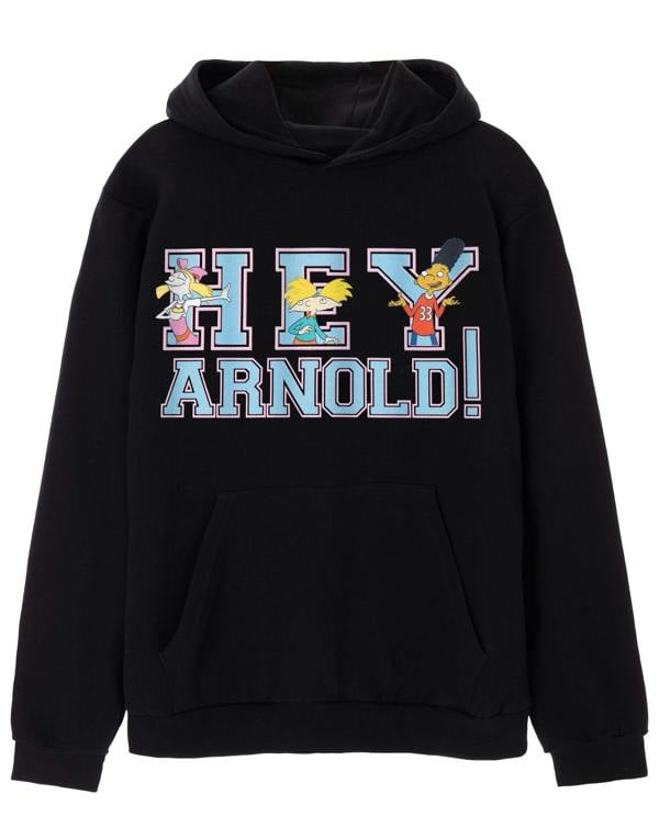 Hey Arnold Unisex Black Collegiate Letters Hoodie
