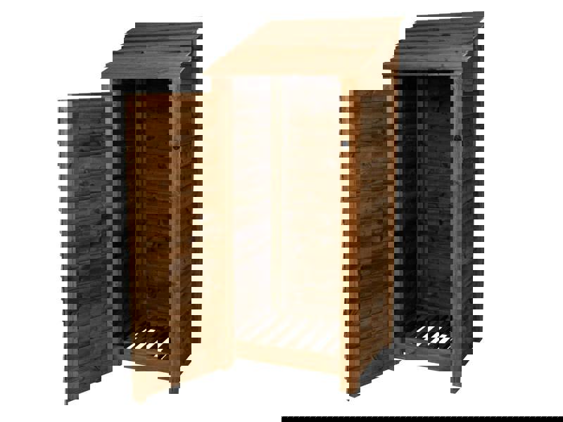 Arbor Garden Solutions Wooden Log Store with Door W-79cm, H-126cm or 180cm, D-88cm - Brown Finish